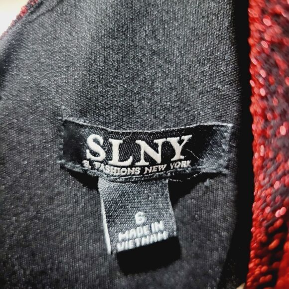 SL NY Red Sparkle Drape Dress - Picture 10 of 16